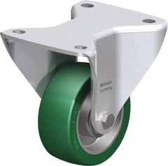 Blickle - 4" Diam x 1-37/64" Wide x 5-1/2" OAH Top Plate Mount Rigid Caster - Polyurethane-Elastomer Blickle Softhane, 660 Lb Capacity, Ball Bearing, 5-1/2 x 4-3/8" Plate - Americas Industrial Supply