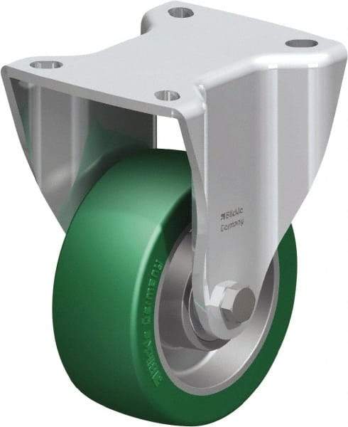 Blickle - 4" Diam x 1-37/64" Wide x 5-1/2" OAH Top Plate Mount Rigid Caster - Polyurethane-Elastomer Blickle Softhane, 660 Lb Capacity, Ball Bearing, 3-15/16 x 3-3/8" Plate - Americas Industrial Supply