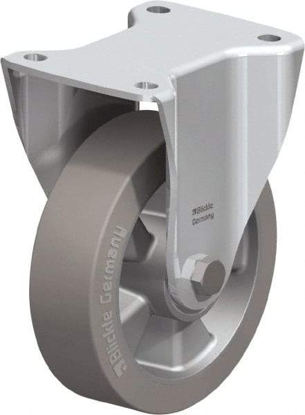 Blickle - 6-1/2" Diam x 1-31/32" Wide x 7-61/64" OAH Top Plate Mount Rigid Caster - Solid Rubber, 880 Lb Capacity, Ball Bearing, 5-1/2 x 4-3/8" Plate - Americas Industrial Supply