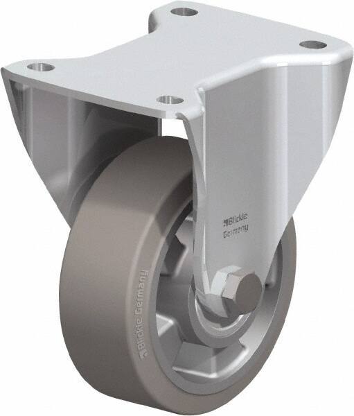 Blickle - 5" Diam x 1-31/32" Wide x 6-11/16" OAH Top Plate Mount Rigid Caster - Solid Rubber, 594 Lb Capacity, Ball Bearing, 5-1/2 x 4-3/8" Plate - Americas Industrial Supply