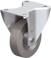 Blickle - 5" Diam x 1-37/64" Wide x 6-1/2" OAH Top Plate Mount Rigid Caster - Solid Rubber, 550 Lb Capacity, Ball Bearing, 5-1/2 x 4-3/8" Plate - Americas Industrial Supply