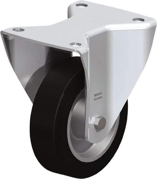 Blickle - 5" Diam x 1-37/64" Wide x 6-1/2" OAH Top Plate Mount Rigid Caster - Solid Rubber, 550 Lb Capacity, Ball Bearing, 5-1/2 x 4-3/8" Plate - Americas Industrial Supply