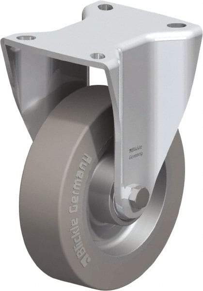 Blickle - 5" Diam x 1-37/64" Wide x 6-1/2" OAH Top Plate Mount Rigid Caster - Solid Rubber, 550 Lb Capacity, Ball Bearing, 3-15/16 x 3-3/8" Plate - Americas Industrial Supply