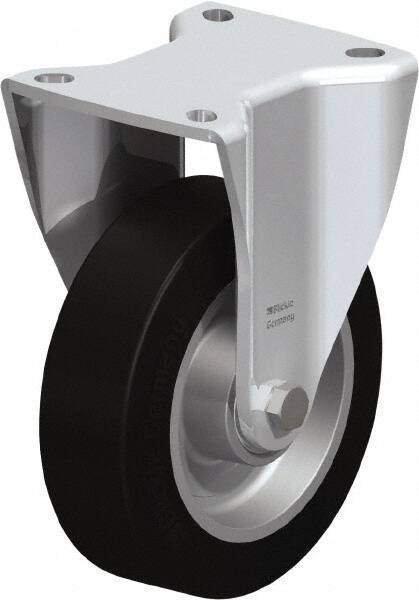 Blickle - 5" Diam x 1-37/64" Wide x 6-1/2" OAH Top Plate Mount Rigid Caster - Solid Rubber, 550 Lb Capacity, Ball Bearing, 3-15/16 x 3-3/8" Plate - Americas Industrial Supply