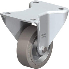 Blickle - 5" Diam x 1-37/64" Wide x 5-1/2" OAH Top Plate Mount Rigid Caster - Solid Rubber, 440 Lb Capacity, Ball Bearing, 5-1/2 x 4-3/8" Plate - Americas Industrial Supply