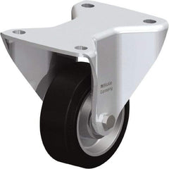 Blickle - 5" Diam x 1-37/64" Wide x 5-1/2" OAH Top Plate Mount Rigid Caster - Solid Rubber, 440 Lb Capacity, Ball Bearing, 5-1/2 x 4-3/8" Plate - Americas Industrial Supply