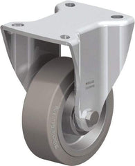 Blickle - 4" Diam x 1-37/64" Wide x 5-1/2" OAH Top Plate Mount Rigid Caster - Solid Rubber, 440 Lb Capacity, Ball Bearing, 3-15/16 x 3-3/8" Plate - Americas Industrial Supply