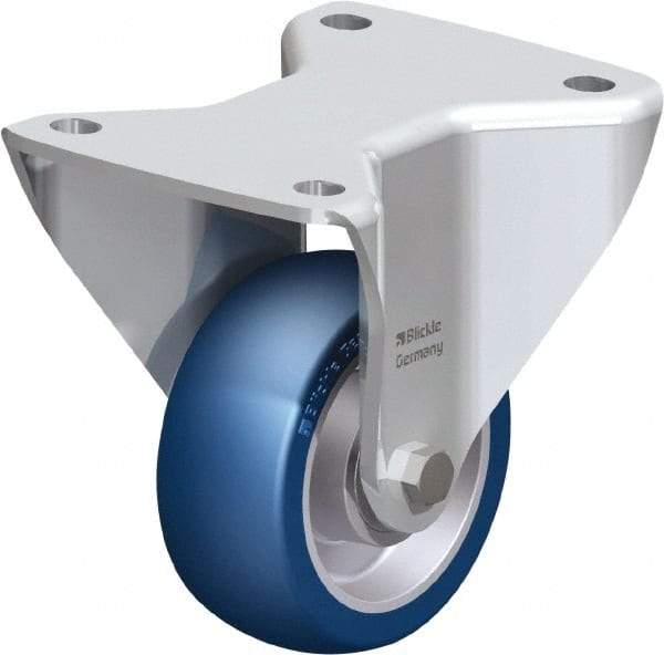 Blickle - 4" Diam x 1-37/64" Wide x 5-1/2" OAH Top Plate Mount Rigid Caster - Polyurethane-Elastomer Blickle Besthane, 660 Lb Capacity, Ball Bearing, 5-1/2 x 4-3/8" Plate - Americas Industrial Supply