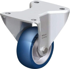 Blickle - 4" Diam x 1-37/64" Wide x 5-1/2" OAH Top Plate Mount Rigid Caster - Polyurethane-Elastomer Blickle Besthane, 660 Lb Capacity, Ball Bearing, 5-1/2 x 4-3/8" Plate - Americas Industrial Supply