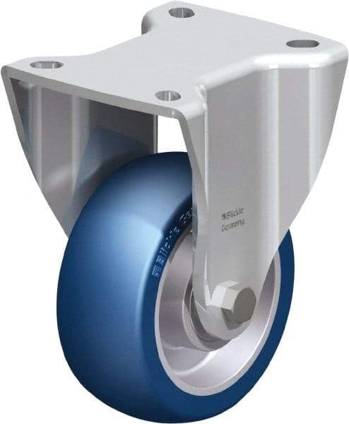 Blickle - 4" Diam x 1-37/64" Wide x 5-1/2" OAH Top Plate Mount Rigid Caster - Polyurethane-Elastomer Blickle Besthane, 660 Lb Capacity, Ball Bearing, 3-15/16 x 3-3/8" Plate - Americas Industrial Supply