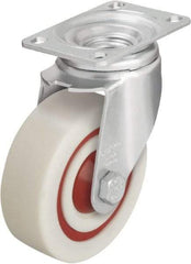 Blickle - 4" Diam x 1-3/8" Wide x 5-1/8" OAH Top Plate Mount Swivel Caster - Impact-Resistant Nylon, 400 Lb Capacity, Ball Bearing, 3-5/8 x 2-1/2" Plate - Americas Industrial Supply