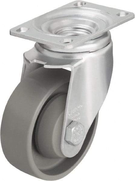 Blickle - 3-1/2" Diam x 1-1/4" Wide x 4-11/16" OAH Top Plate Mount Swivel Caster - Impact-Resistant Nylon, 400 Lb Capacity, Ball Bearing, 3-5/8 x 2-1/2" Plate - Americas Industrial Supply