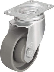Blickle - 3-1/2" Diam x 1-1/4" Wide x 4-11/16" OAH Top Plate Mount Swivel Caster - Impact-Resistant Nylon, 400 Lb Capacity, Ball Bearing, 3-5/8 x 2-1/2" Plate - Americas Industrial Supply