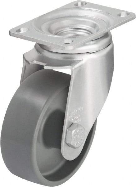 Blickle - 3-1/2" Diam x 1-1/4" Wide x 4-11/16" OAH Top Plate Mount Swivel Caster - Impact-Resistant Nylon, 400 Lb Capacity, Plain Bore Bearing, 3-5/8 x 2-1/2" Plate - Americas Industrial Supply