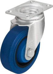 Blickle - 5" Diam x 1-3/8" Wide x 6-1/8" OAH Top Plate Mount Swivel Caster - Solid Rubber, 400 Lb Capacity, Ball Bearing, 3-5/8 x 2-1/2" Plate - Americas Industrial Supply
