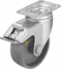Blickle - 5" Diam x 1-9/16" Wide x 6-1/8" OAH Top Plate Mount Swivel Caster with Brake - Impact-Resistant Nylon, 400 Lb Capacity, Ball Bearing, 3-5/8 x 2-1/2" Plate - Americas Industrial Supply