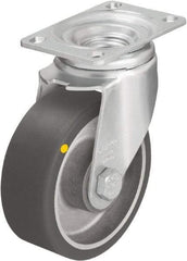 Blickle - 5" Diam x 1-9/16" Wide x 6-1/8" OAH Top Plate Mount Swivel Caster - Polyurethane-Elastomer Blickle Softhane, 400 Lb Capacity, Ball Bearing, 3-5/8 x 2-1/2" Plate - Americas Industrial Supply