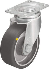 Blickle - 4" Diam x 1-9/16" Wide x 5-1/8" OAH Top Plate Mount Swivel Caster - Polyurethane-Elastomer Blickle Softhane, 400 Lb Capacity, Ball Bearing, 3-5/8 x 2-1/2" Plate - Americas Industrial Supply