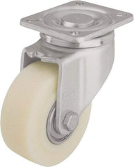 Blickle - 4" Diam x 1-37/64" Wide x 5-33/64" OAH Top Plate Mount Swivel Caster - Impact-Resistant Cast Nylon, 1,540 Lb Capacity, Ball Bearing, 3-15/16 x 3-3/8" Plate - Americas Industrial Supply