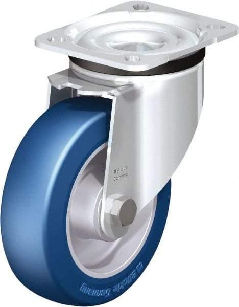 Blickle - 5" Diam x 1-37/64" Wide x 6-7/64" OAH Top Plate Mount Swivel Caster - Polyurethane-Elastomer Blickle Besthane, 770 Lb Capacity, Ball Bearing, 3-15/16 x 3-3/8" Plate - Americas Industrial Supply