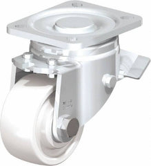 Blickle - 3" Diam x 1-29/64" Wide x 4-23/32" OAH Top Plate Mount Swivel Caster with Brake - Impact-Resistant Nylon, 770 Lb Capacity, Ball Bearing, 3-15/16 x 3-3/8" Plate - Americas Industrial Supply
