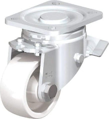 Blickle - 3" Diam x 1-29/64" Wide x 4-23/32" OAH Top Plate Mount Swivel Caster with Brake - Impact-Resistant Nylon, 770 Lb Capacity, Plain Bore Bearing, 3-15/16 x 3-3/8" Plate - Americas Industrial Supply