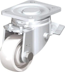 Blickle - 3" Diam x 1-1/4" Wide x 4-41/64" OAH Top Plate Mount Swivel Caster with Brake - Impact-Resistant Nylon, 660 Lb Capacity, Ball Bearing, 3-15/16 x 3-3/8" Plate - Americas Industrial Supply