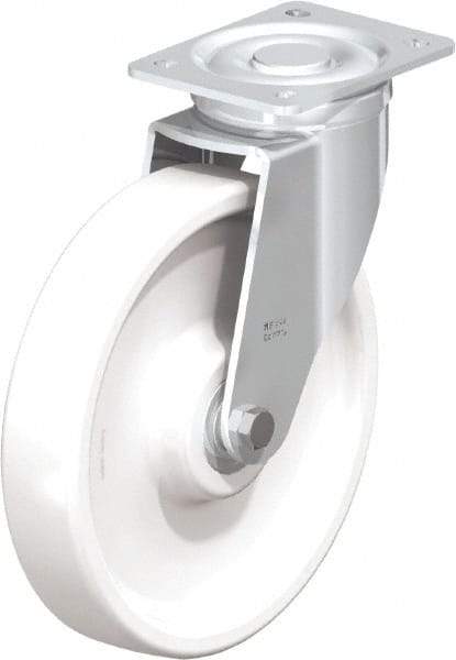 Blickle - 10" Diam x 1-31/32" Wide x 11-39/64" OAH Top Plate Mount Swivel Caster - Impact-Resistant Nylon, 1,980 Lb Capacity, Ball Bearing, 5-1/2 x 4-3/8" Plate - Americas Industrial Supply