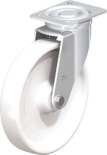Blickle - 10" Diam x 1-31/32" Wide x 11-39/64" OAH Top Plate Mount Swivel Caster - Impact-Resistant Nylon, 1,980 Lb Capacity, Plain Bore Bearing, 5-1/2 x 4-3/8" Plate - Americas Industrial Supply
