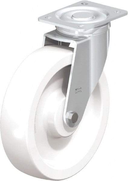 Blickle - 10" Diam x 2-9/16" Wide x 11-39/64" OAH Top Plate Mount Swivel Caster - Impact-Resistant Nylon, 1,980 Lb Capacity, Plain Bore Bearing, 5-1/2 x 4-3/8" Plate - Americas Industrial Supply