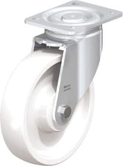 Blickle - 8" Diam x 1-31/32" Wide x 9-41/64" OAH Top Plate Mount Swivel Caster - Impact-Resistant Nylon, 1,980 Lb Capacity, Ball Bearing, 5-1/2 x 4-3/8" Plate - Americas Industrial Supply