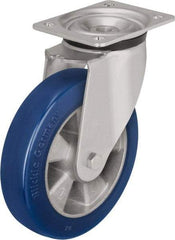 Blickle - 5" Diam x 2-1/8" Wide x 6-11/16" OAH Top Plate Mount Swivel Caster - Polyurethane-Elastomer Blickle Besthane, 990 Lb Capacity, Ball Bearing, 5-1/2 x 4-3/8" Plate - Americas Industrial Supply