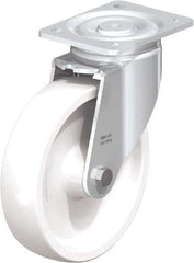 Blickle - 8" Diam x 1-31/32" Wide x 9-41/64" OAH Top Plate Mount Swivel Caster - Impact-Resistant Nylon, 1,980 Lb Capacity, Plain Bore Bearing, 5-1/2 x 4-3/8" Plate - Americas Industrial Supply