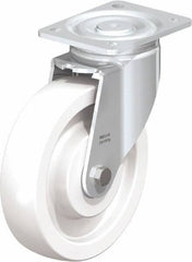 Blickle - 8" Diam x 1-31/32" Wide x 9-41/64" OAH Top Plate Mount Swivel Caster - Impact-Resistant Nylon, 1,980 Lb Capacity, Ball Bearing, 5-1/2 x 4-3/8" Plate - Americas Industrial Supply