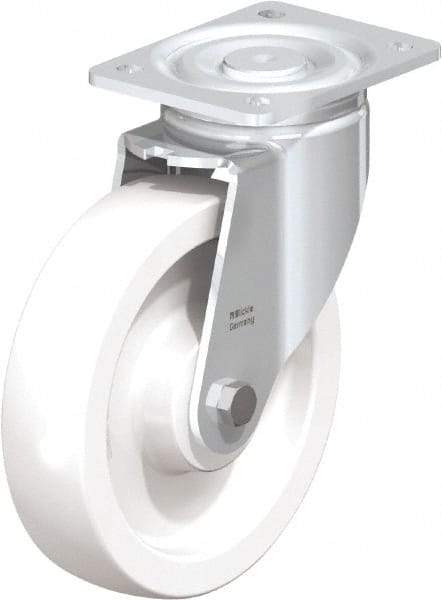 Blickle - 8" Diam x 1-31/32" Wide x 9-41/64" OAH Top Plate Mount Swivel Caster - Impact-Resistant Nylon, 1,980 Lb Capacity, Plain Bore Bearing, 5-1/2 x 4-3/8" Plate - Americas Industrial Supply