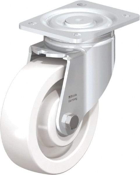 Blickle - 6-1/2" Diam x 1-31/32" Wide x 7-3/4" OAH Top Plate Mount Swivel Caster - Impact-Resistant Nylon, 1,870 Lb Capacity, Ball Bearing, 5-1/2 x 4-3/8" Plate - Americas Industrial Supply