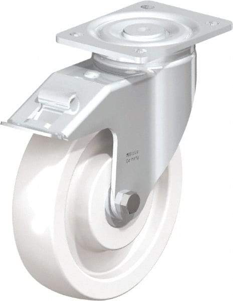 Blickle - 6-1/2" Diam x 1-31/32" Wide x 7-3/4" OAH Top Plate Mount Swivel Caster - Impact-Resistant Nylon, 1,870 Lb Capacity, Plain Bore Bearing, 5-1/2 x 4-3/8" Plate - Americas Industrial Supply