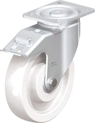 Blickle - 6-1/2" Diam x 1-31/32" Wide x 7-3/4" OAH Top Plate Mount Swivel Caster - Impact-Resistant Nylon, 1,870 Lb Capacity, Plain Bore Bearing, 5-1/2 x 4-3/8" Plate - Americas Industrial Supply