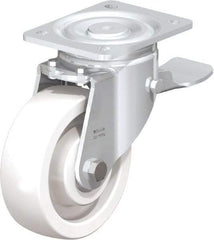 Blickle - 6" Diam x 1-31/32" Wide x 7-3/4" OAH Top Plate Mount Swivel Caster with Brake - Impact-Resistant Nylon, 1,760 Lb Capacity, Ball Bearing, 5-1/2 x 4-3/8" Plate - Americas Industrial Supply