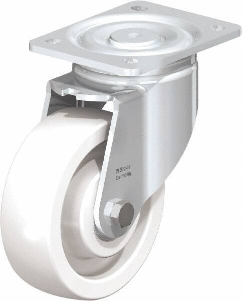 Blickle - 6" Diam x 1-31/32" Wide x 7-3/4" OAH Top Plate Mount Swivel Caster - Impact-Resistant Nylon, 1,760 Lb Capacity, Ball Bearing, 5-1/2 x 4-3/8" Plate - Americas Industrial Supply