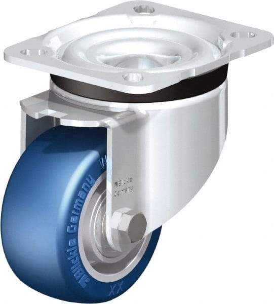 Blickle - 3" Diam x 1-37/64" Wide x 4-21/64" OAH Top Plate Mount Swivel Caster - Polyurethane-Elastomer Blickle Besthane, 506 Lb Capacity, Ball Bearing, 3-15/16 x 3-3/8" Plate - Americas Industrial Supply