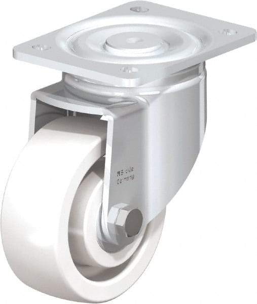 Blickle - 5" Diam x 1-31/32" Wide x 6-11/16" OAH Top Plate Mount Swivel Caster - Impact-Resistant Nylon, 1,650 Lb Capacity, Ball Bearing, 5-1/2 x 4-3/8" Plate - Americas Industrial Supply