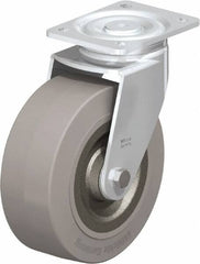 Blickle - 8" Diam x 3-9/64" Wide x 9-41/64" OAH Top Plate Mount Swivel Caster - Solid Rubber, 1,870 Lb Capacity, Ball Bearing, 5-1/2 x 4-3/8" Plate - Americas Industrial Supply