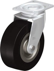 Blickle - 8" Diam x 3-9/64" Wide x 9-41/64" OAH Top Plate Mount Swivel Caster - Solid Rubber, 1,870 Lb Capacity, Ball Bearing, 5-1/2 x 4-3/8" Plate - Americas Industrial Supply