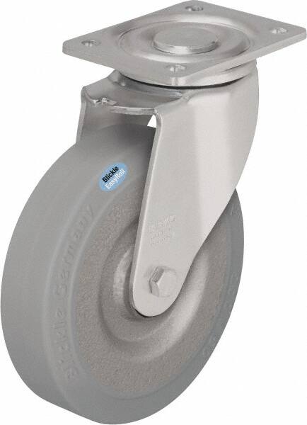 Blickle - 6-1/2" Diam x 1-31/32" Wide x 7-61/64" OAH Top Plate Mount Swivel Caster - Solid Rubber, 990 Lb Capacity, Ball Bearing, 5-1/2 x 4-3/8" Plate - Americas Industrial Supply