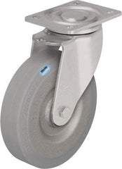 Blickle - 8" Diam x 1-31/32" Wide x 9-41/64" OAH Top Plate Mount Swivel Caster - Solid Rubber, 1,320 Lb Capacity, Ball Bearing, 5-1/2 x 4-3/8" Plate - Americas Industrial Supply