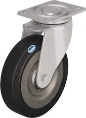 Blickle - 10" Diam x 2-23/64" Wide x 11-39/64" OAH Top Plate Mount Swivel Caster - Solid Rubber, 1,870 Lb Capacity, Ball Bearing, 5-1/2 x 4-3/8" Plate - Americas Industrial Supply