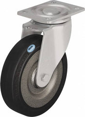 Blickle - 8" Diam x 1-31/32" Wide x 9-41/64" OAH Top Plate Mount Swivel Caster - Solid Rubber, 1,320 Lb Capacity, Ball Bearing, 5-1/2 x 4-3/8" Plate - Americas Industrial Supply