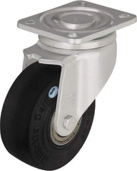 Blickle - 4" Diam x 1-49/64" Wide x 5-33/64" OAH Top Plate Mount Swivel Caster - Solid Rubber, 594 Lb Capacity, Ball Bearing, 5-1/2 x 4-3/8" Plate - Americas Industrial Supply