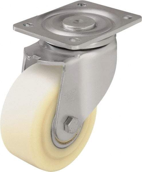 Blickle - 5" Diam x 2-5/32" Wide x 6-11/16" OAH Top Plate Mount Swivel Caster - Impact-Resistant Cast Nylon, 1,980 Lb Capacity, Ball Bearing, 5-1/2 x 4-3/8" Plate - Americas Industrial Supply